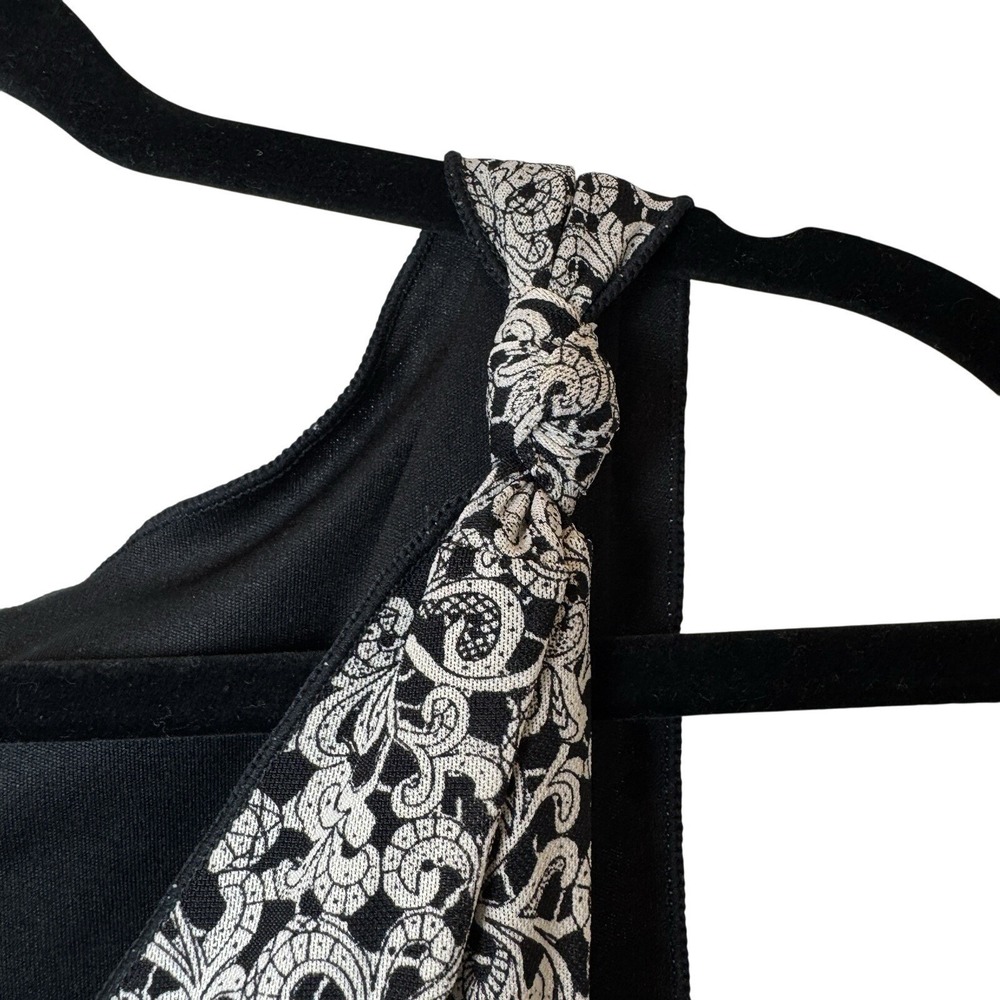 Max Studio Dress Women M 5912K50 Black White Paisley Handkerchief Hem Sleeveless - Picture 5 of 8